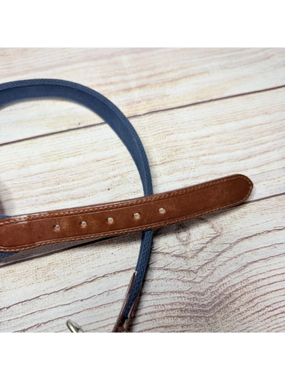 Southern Tide The Skipjack Leather Canvas Fish Logo Belt Boys Kids Size 26 Blue